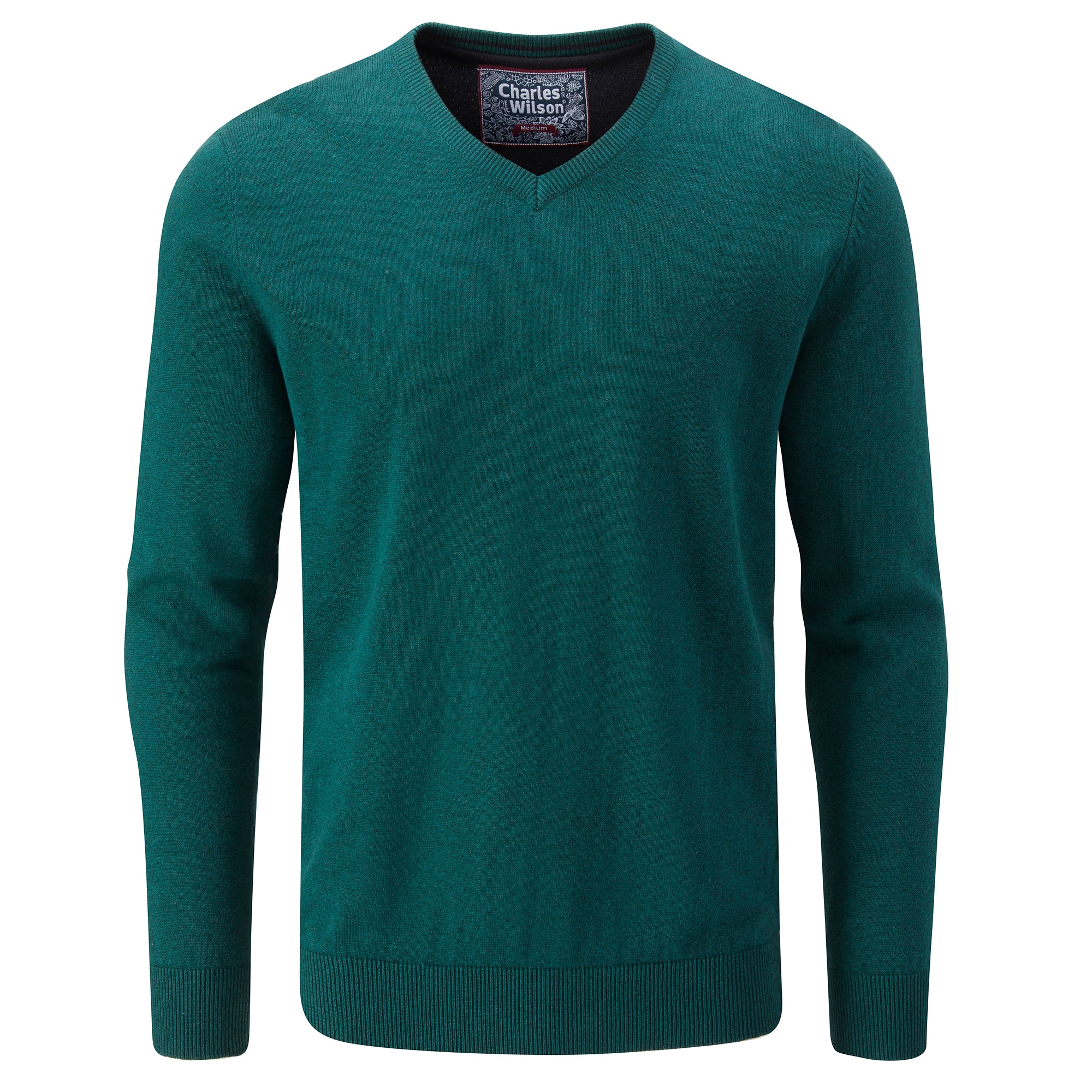 Fine Knit Cotton V-Neck Jumper