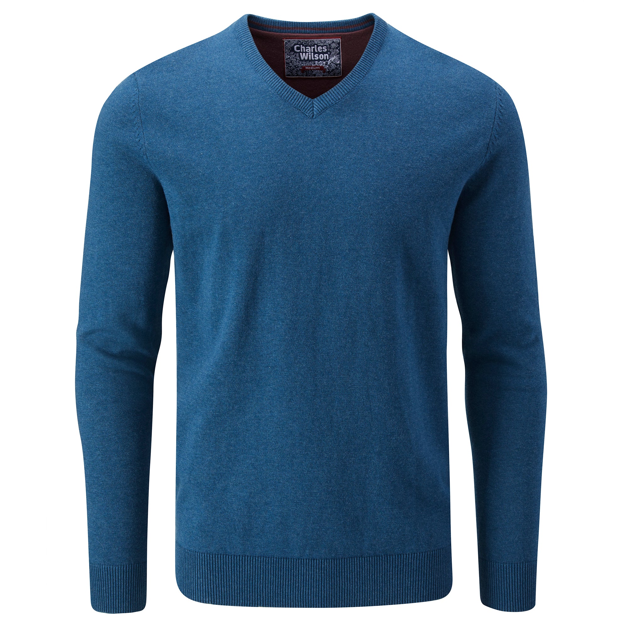 Fine Knit Cotton V-Neck Jumper