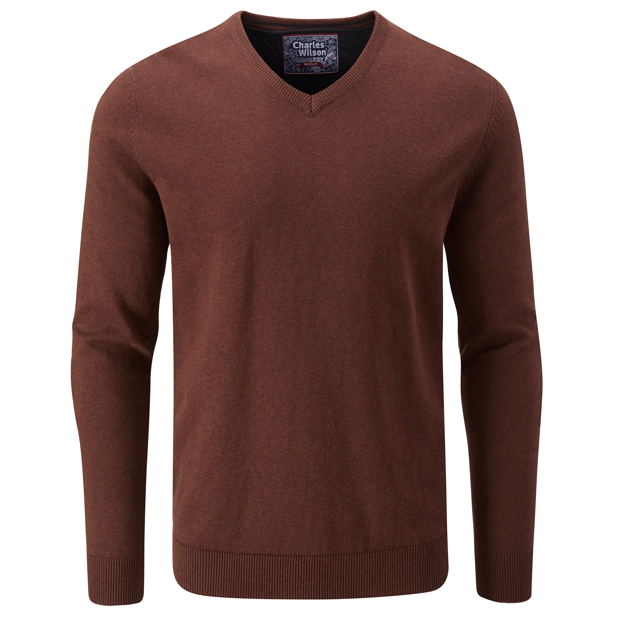 Fine Knit Cotton V-Neck Jumper