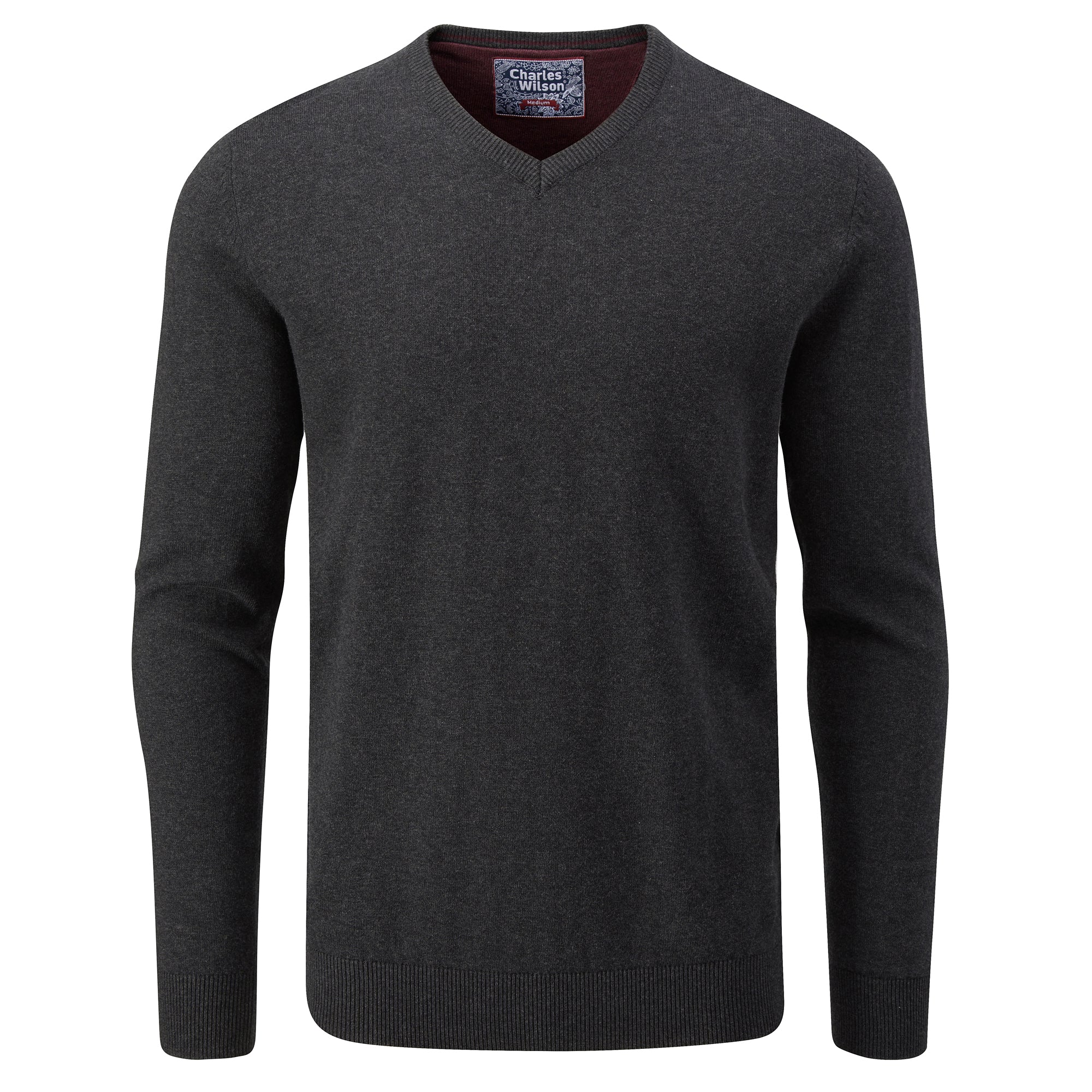 Fine Knit Cotton V-Neck Jumper