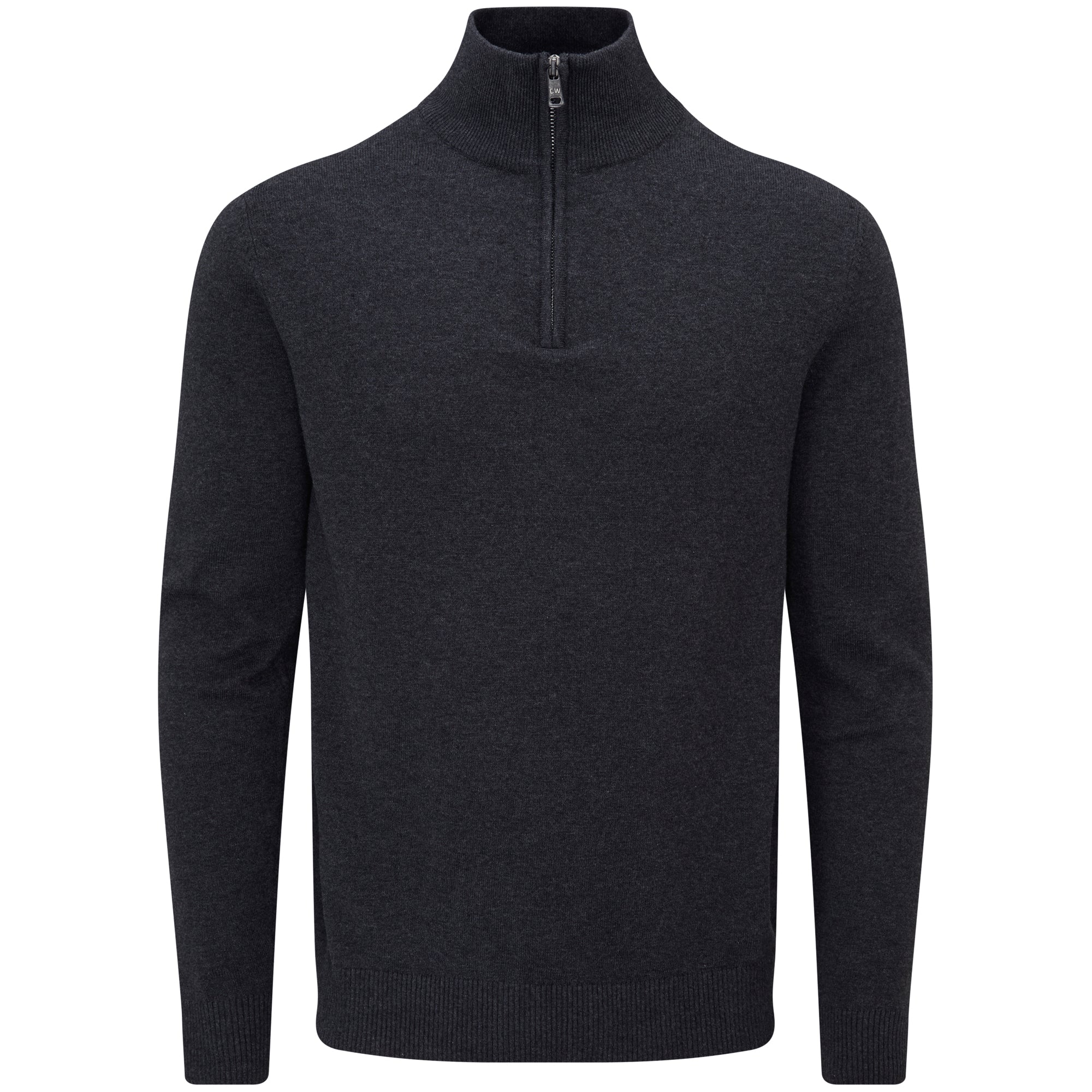 Fine Knit Cotton Zip Neck Jumper