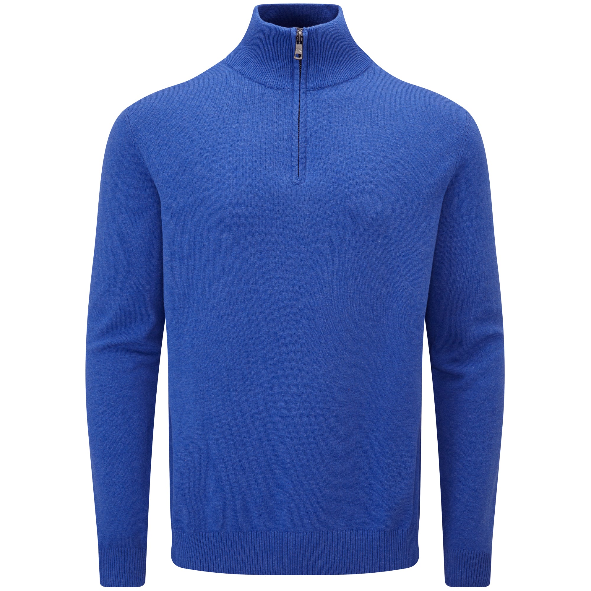 Fine Knit Cotton Zip Neck Jumper