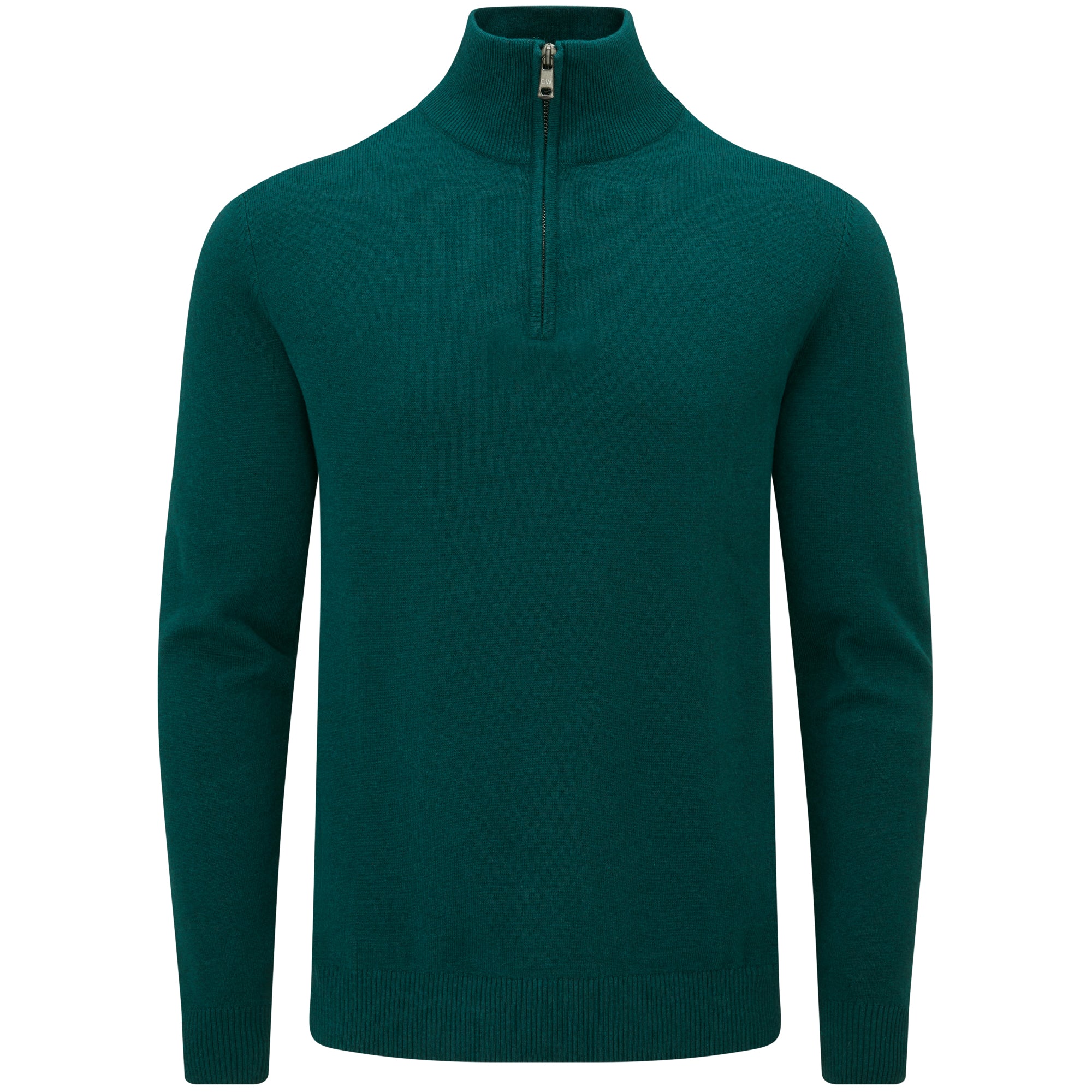 Fine Knit Cotton Zip Neck Jumper