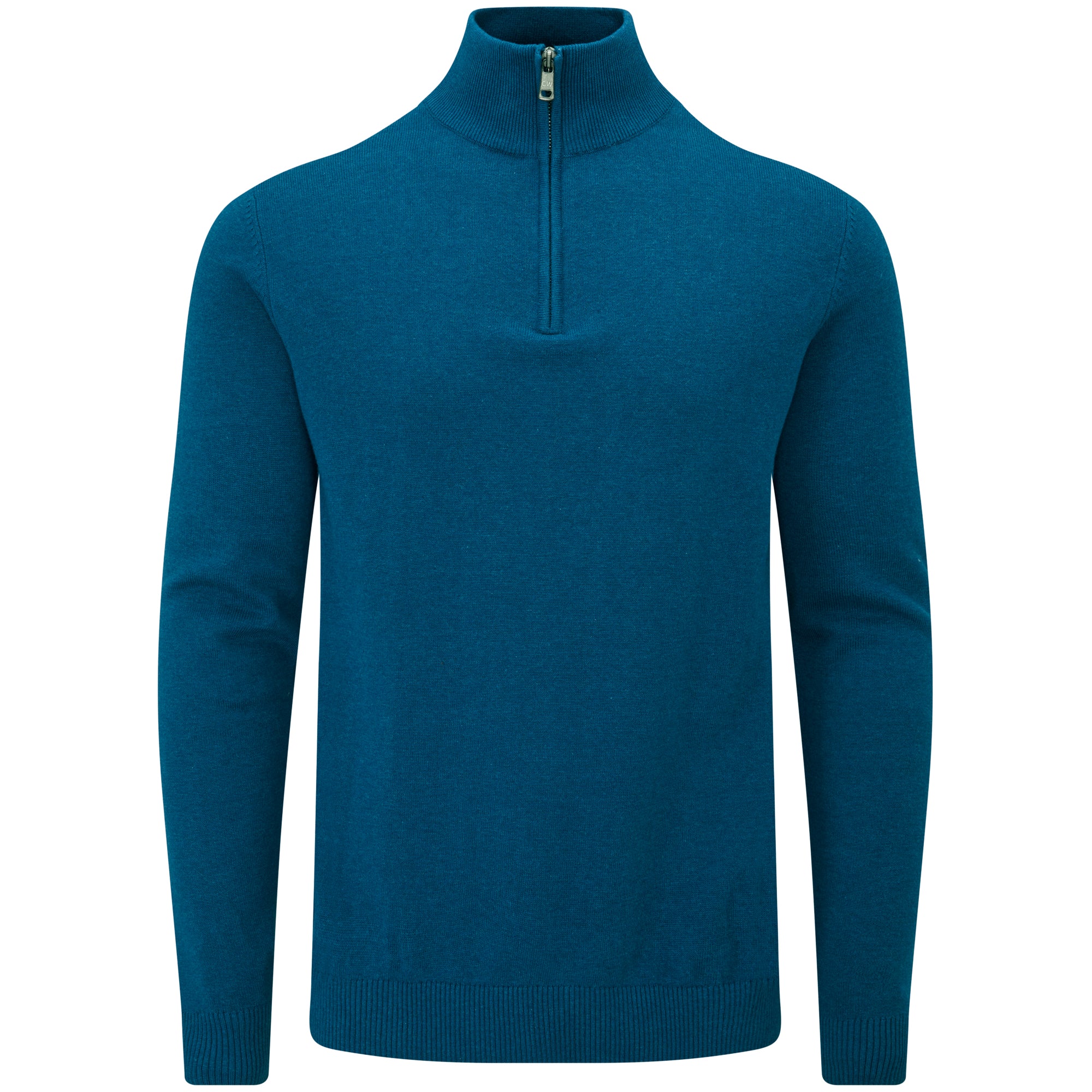 Fine Knit Cotton Zip Neck Jumper