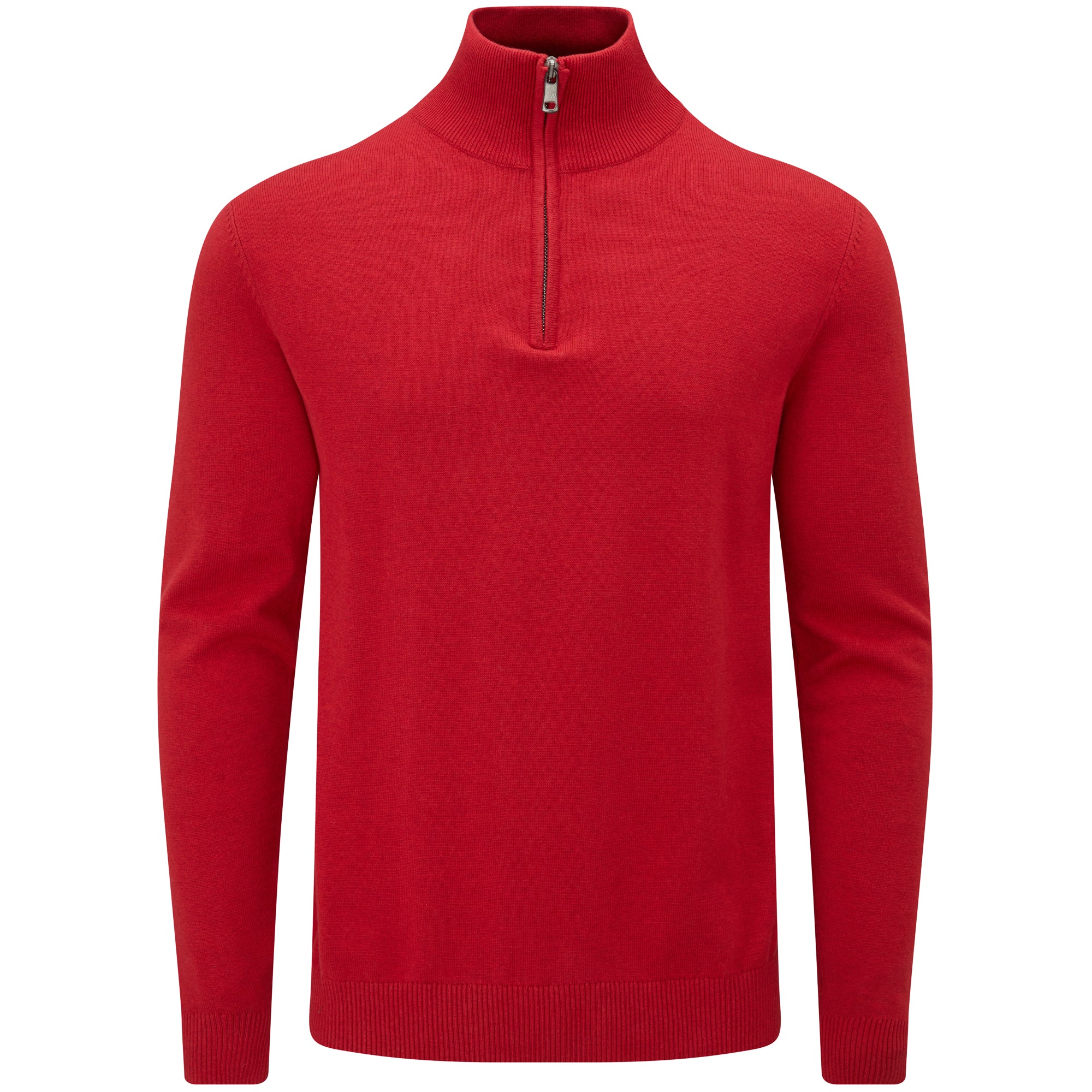 Fine Knit Cotton Zip Neck Jumper