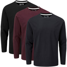 Load image into Gallery viewer, Long Sleeve Crew Neck T-Shirt 3 Pack
